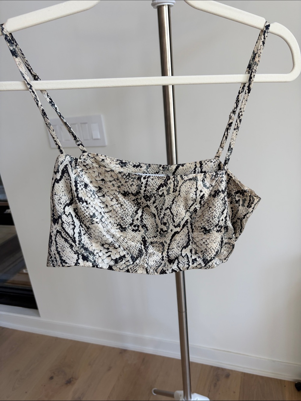 Reformation Snake-Print Cami — Black & Cream